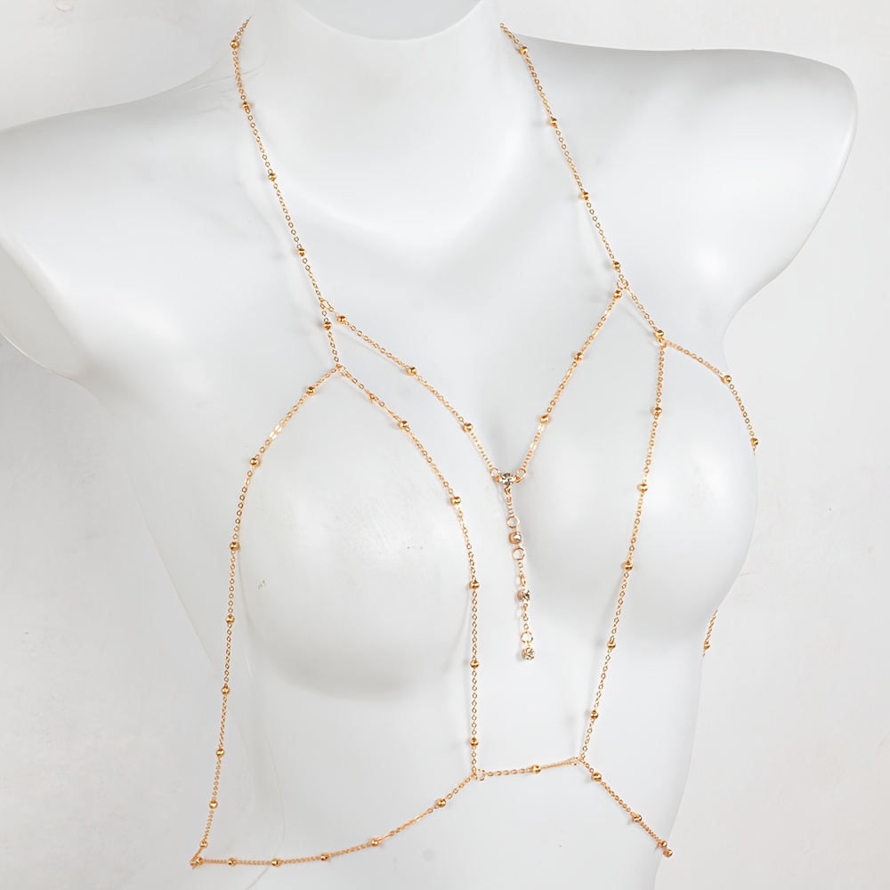 Rhinestone Chest Bracket Bra Chain,Gold/Silver Bikini Body Chain  Jewelry,Multi-Layer Breast Bracket Blue Diamond Fashion Chest Chain