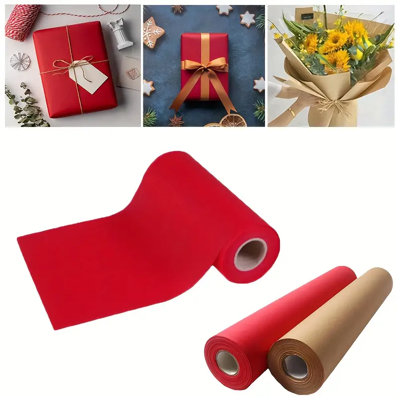 Red Brown Kraft Paper Roll Gift Wrapping Paper Kraft Paper - Temu