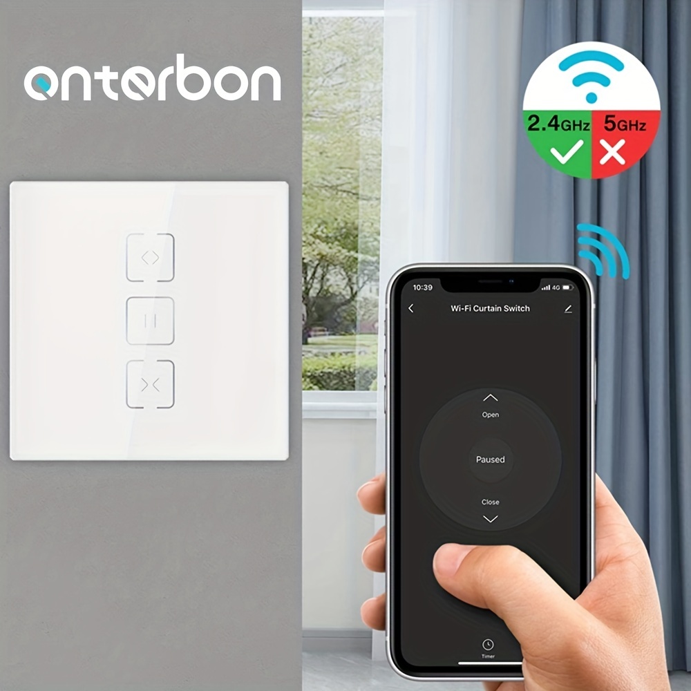 Interruptor Inteligente de Cristal para Persiana WiFi. Control por App.  Compatible con Smart Life, Tuya, Alexa y Google Home.