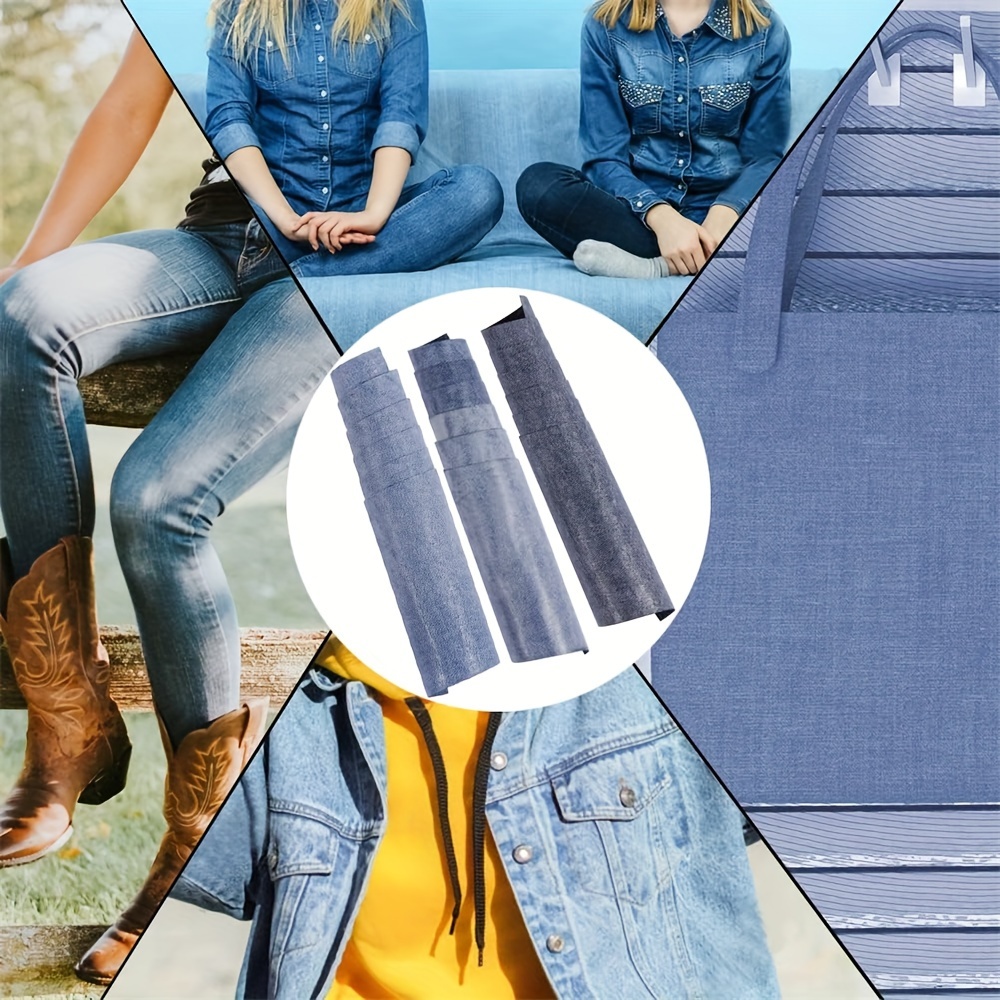 16 x Toppe termoadesive colore jeans di 4 x 4 tonalità, 12,2 x 9,8cm, –