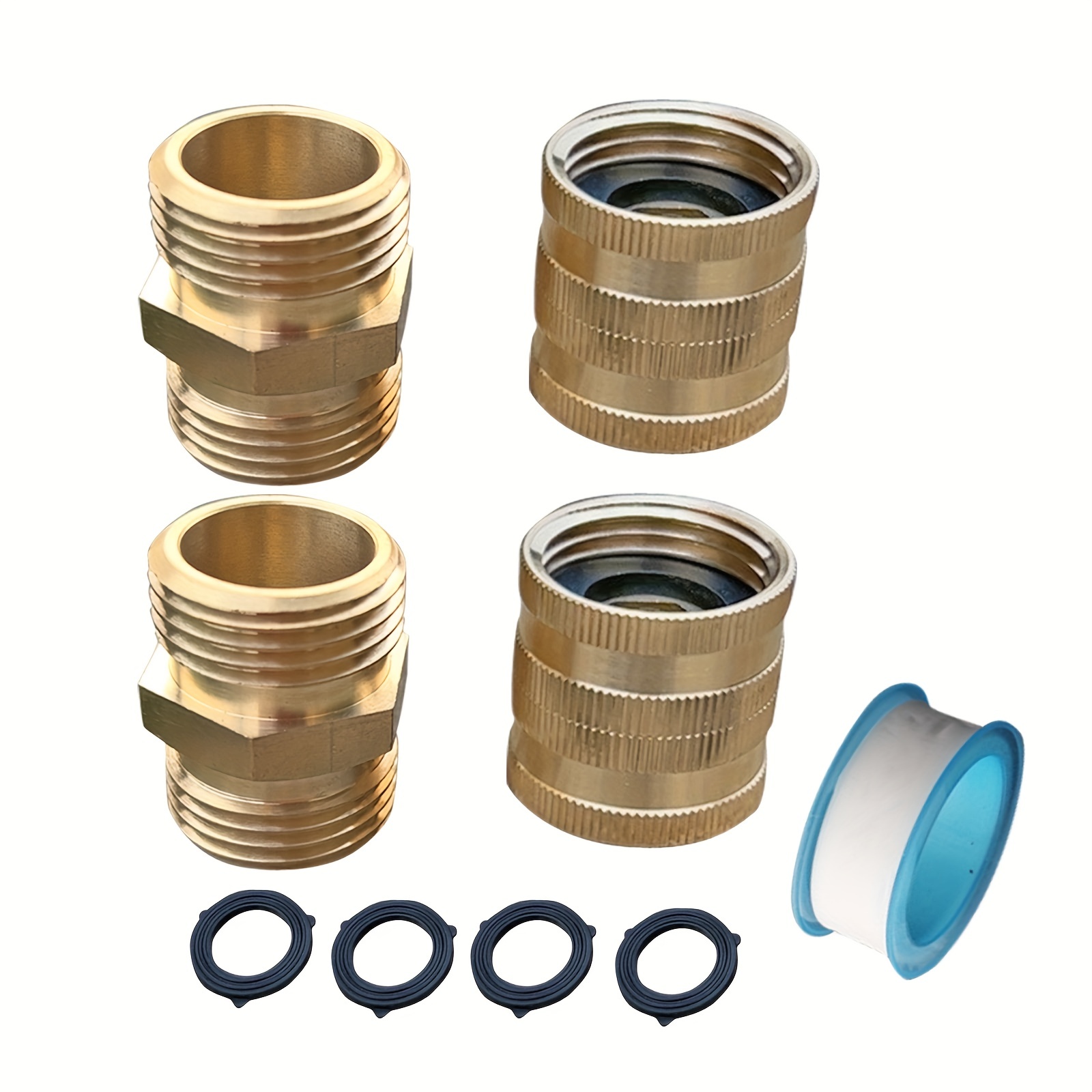 3/4GHT Two Way Inner Tooth Brass Rotary Flexible Garden Hose Adapter With  2 Female And 2 Male For Garden Hose/ Water Pipe Garden Hose Fittings Faucet