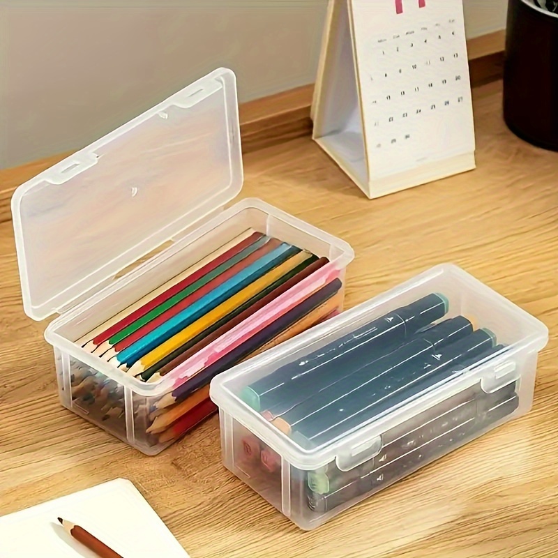 Simple transparent pencil case Plastic Double door double open pencil box  storage box Stationery estuches Office