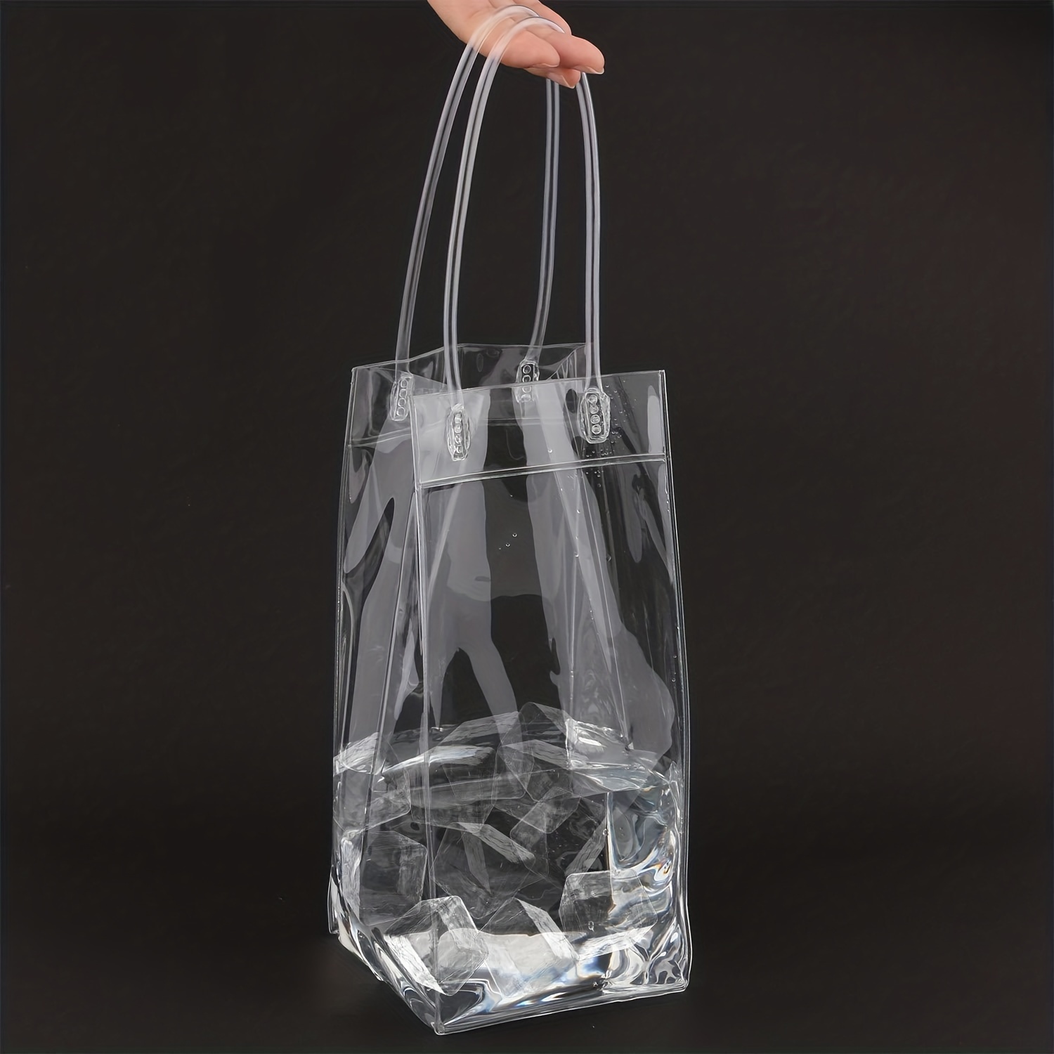 Bolsa en yute para botella de vino con ventana transparente y asa