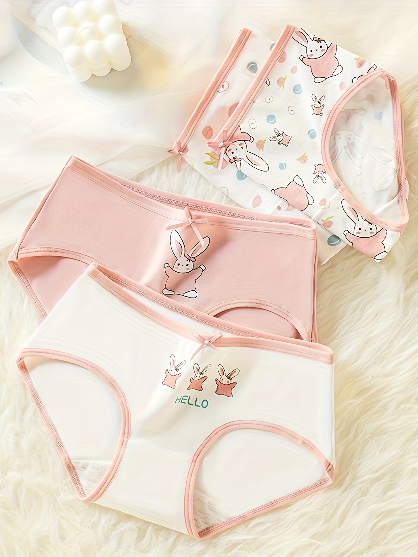 Women Cute Cartoon Bunny Print Seamless Underwear Set Fashion Lingerie Set  [Pink/Green/Blue], Women's Fashion, New Undergarments & Loungewear on  Carousell