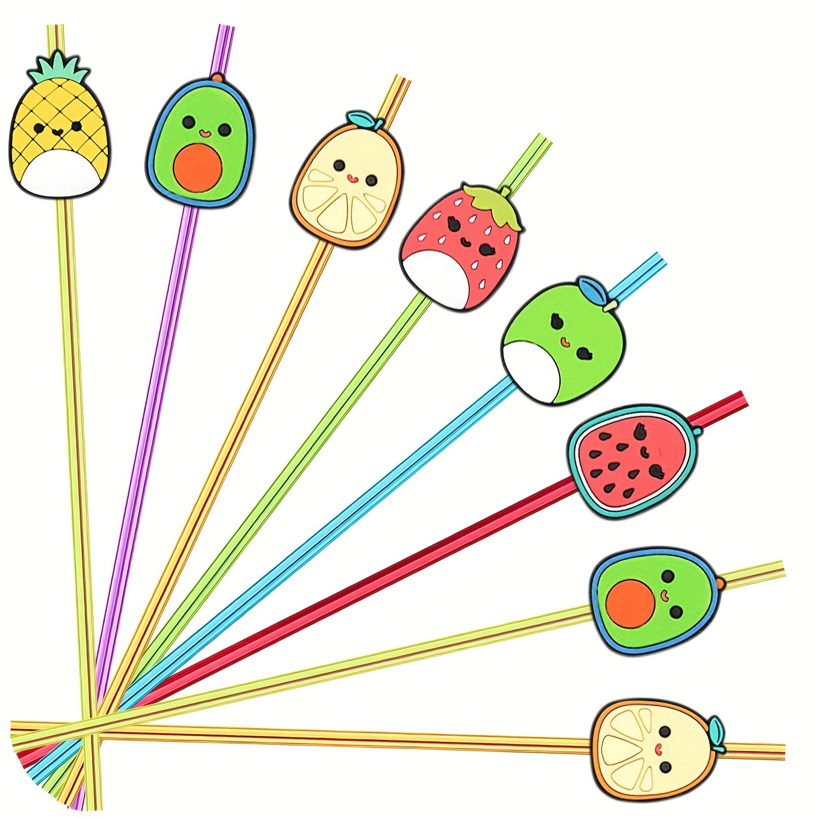 Straw Fruit Shaped Plastic Spiral Straw Reusable Straw For - Temu