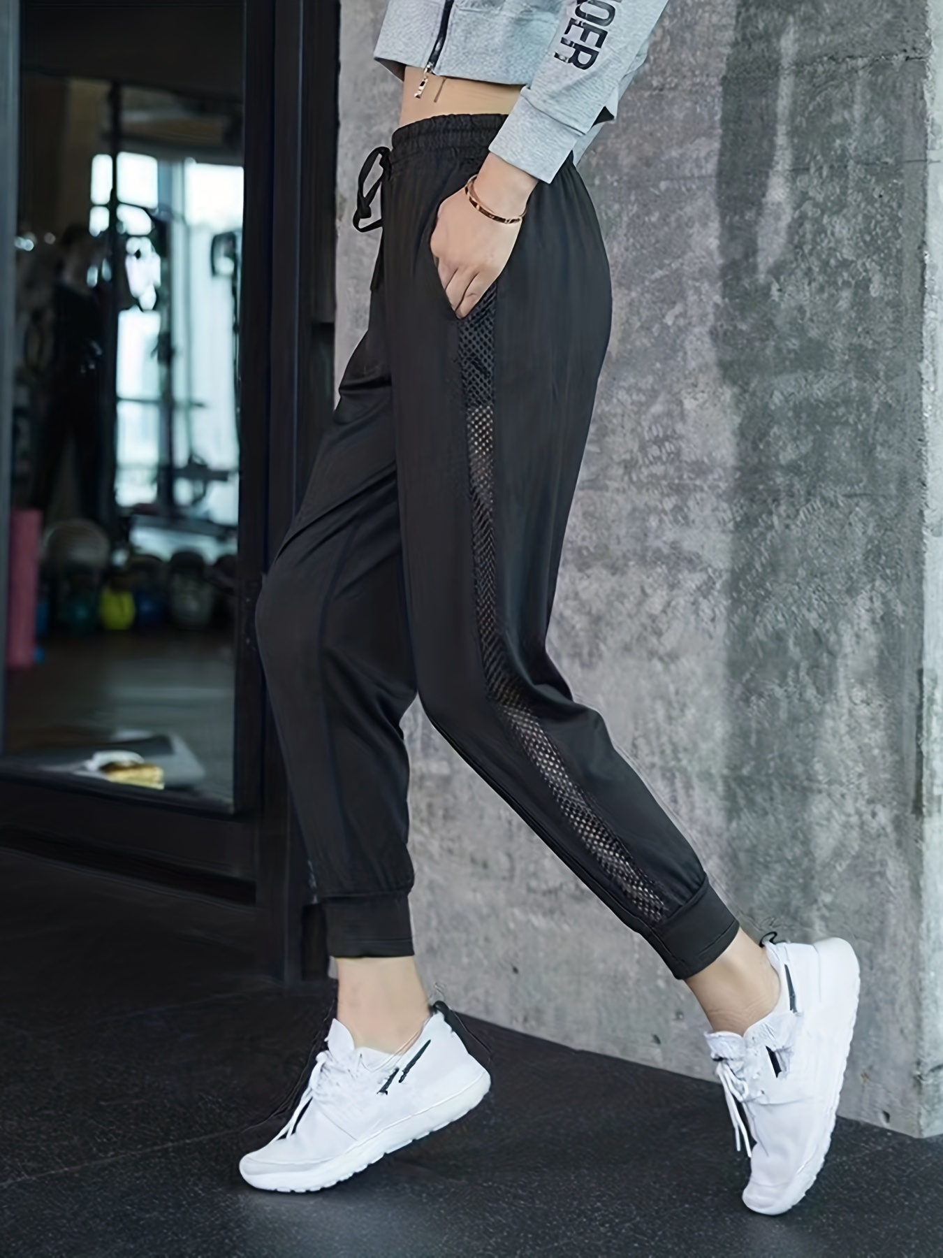 Women Ladies Colorblock Drawstring Casual Loose Yoga Pants Breathable Gym  Sports Pilates Long Pants