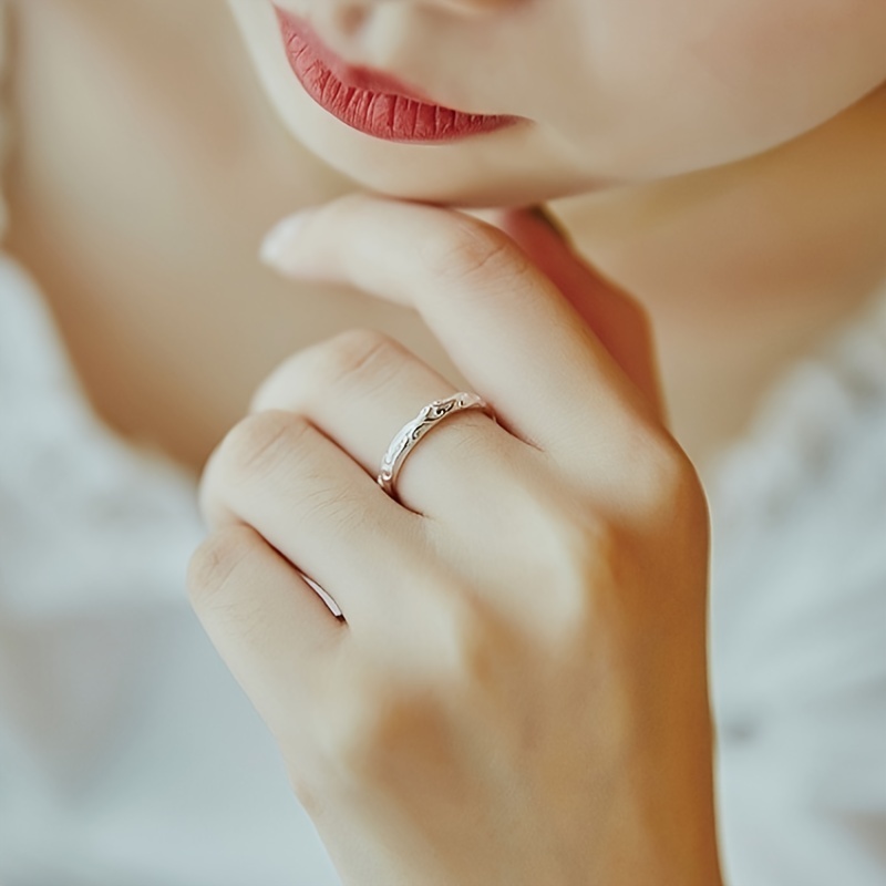 Couple's Fine Pattern Engagement Wedding Ring