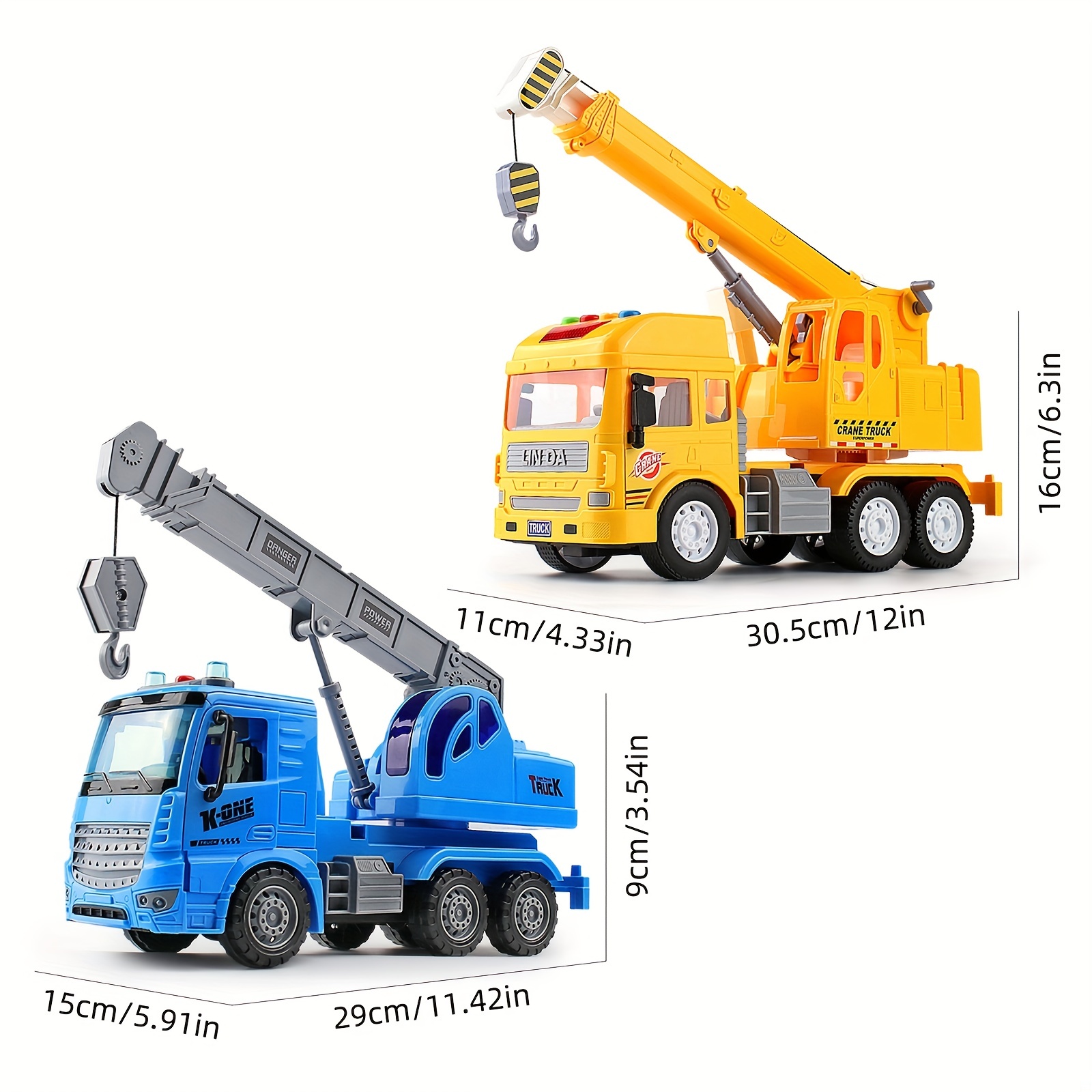 ArtCreativity Light Up Crane Truck Toy, Kids' Construction Toy with a  Movable Crane, LEDs, and Sound Effects, Push and Go Construction Vehicle  Toys