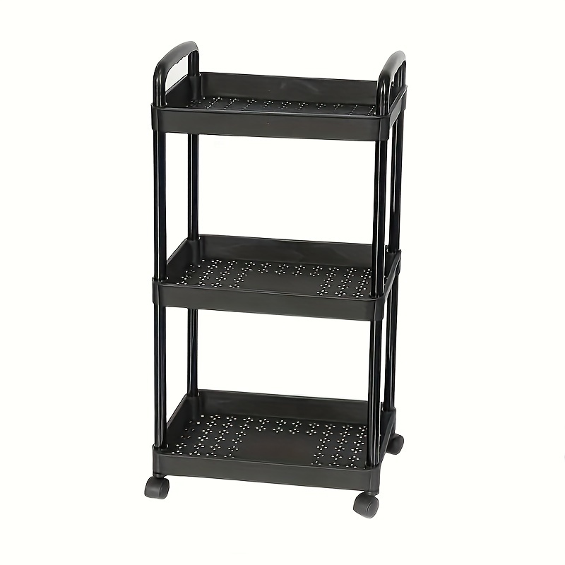 mDesign Plastic 3-Tier Bathroom Organizer Shelf for Vitamins - Black