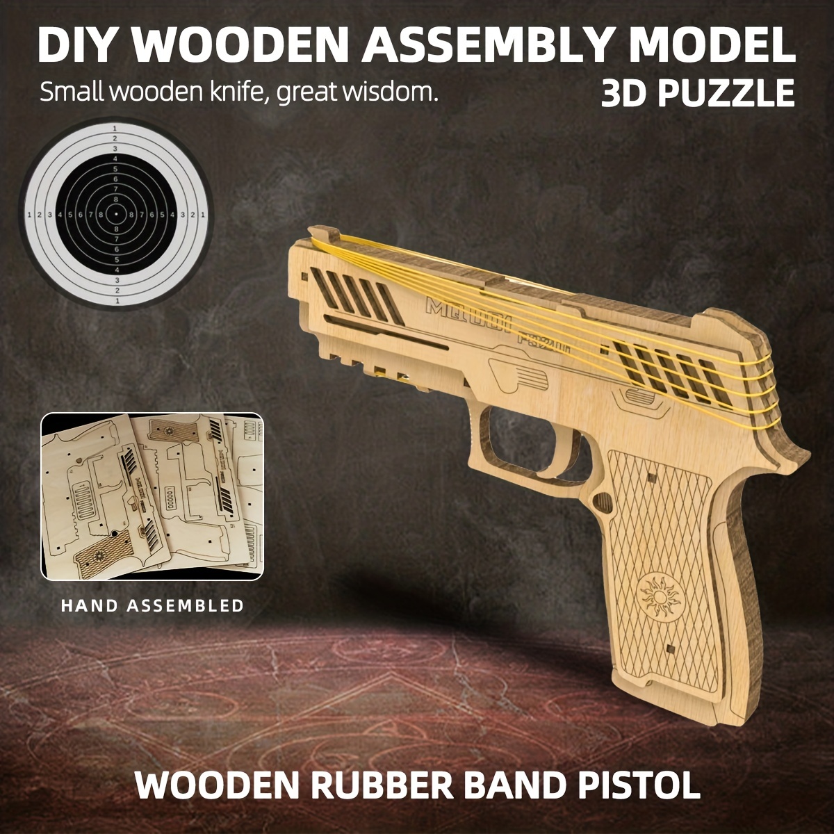 Diy Wooden 3d Assembled Model Rubber Band Pistol Toy Easy - Temu