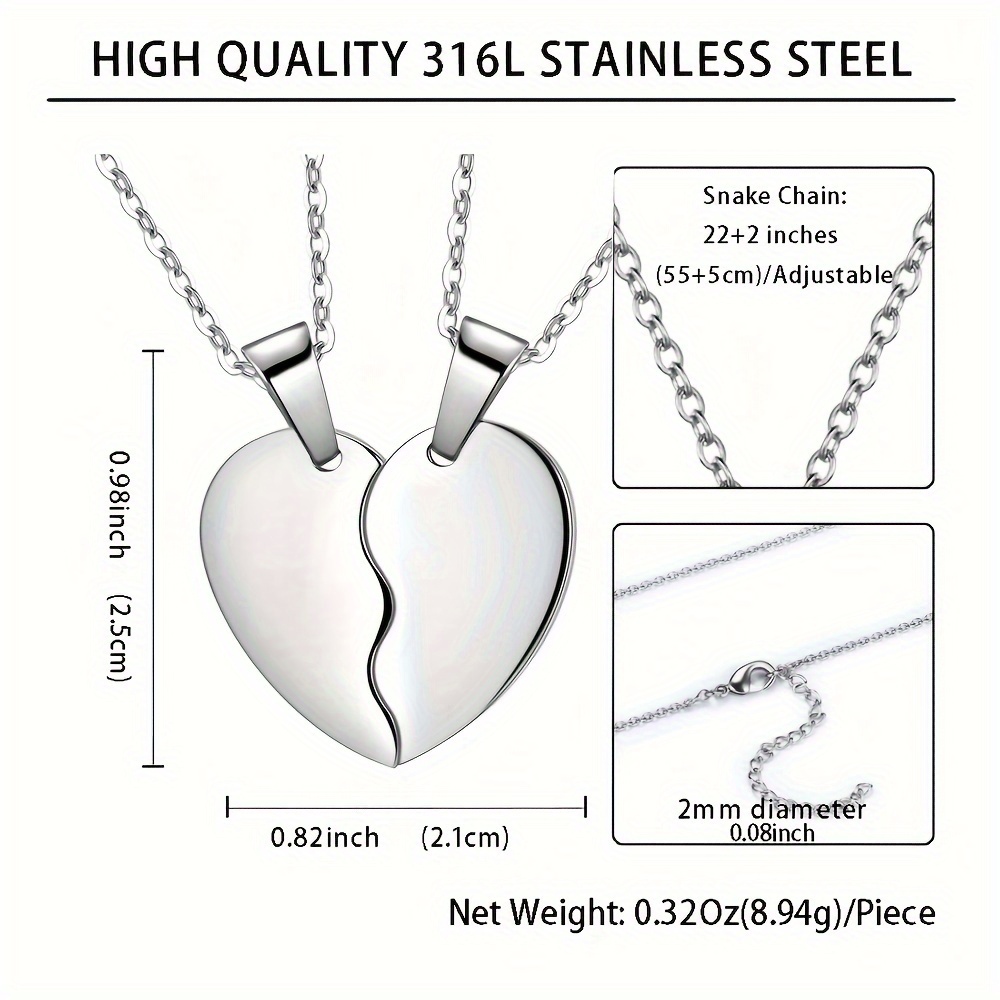 Broken Heart Necklace Women Men 316L Stainless Steel Best Friend BFF Foever  Pendant 18k Gold/Rose Gold Plated Two Half Hearts Pendants Lover Couples  Jewelry SP0034, Metal, Cubic Zirconia : : Clothing, Shoes