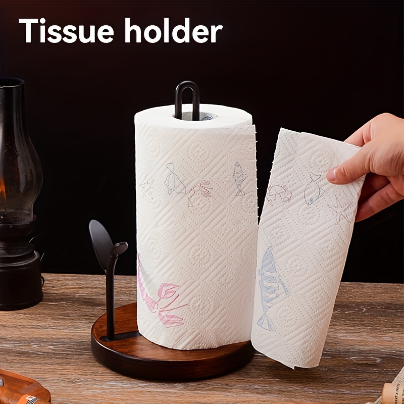 Vertical Roll Paper Holder, Household Stainless Steel Paper Towel Rack,  Desktop Napkin Organizer, Plastic Wrap Holder Stand With Suction Cup Base,  Bathroom Accessories - Temu