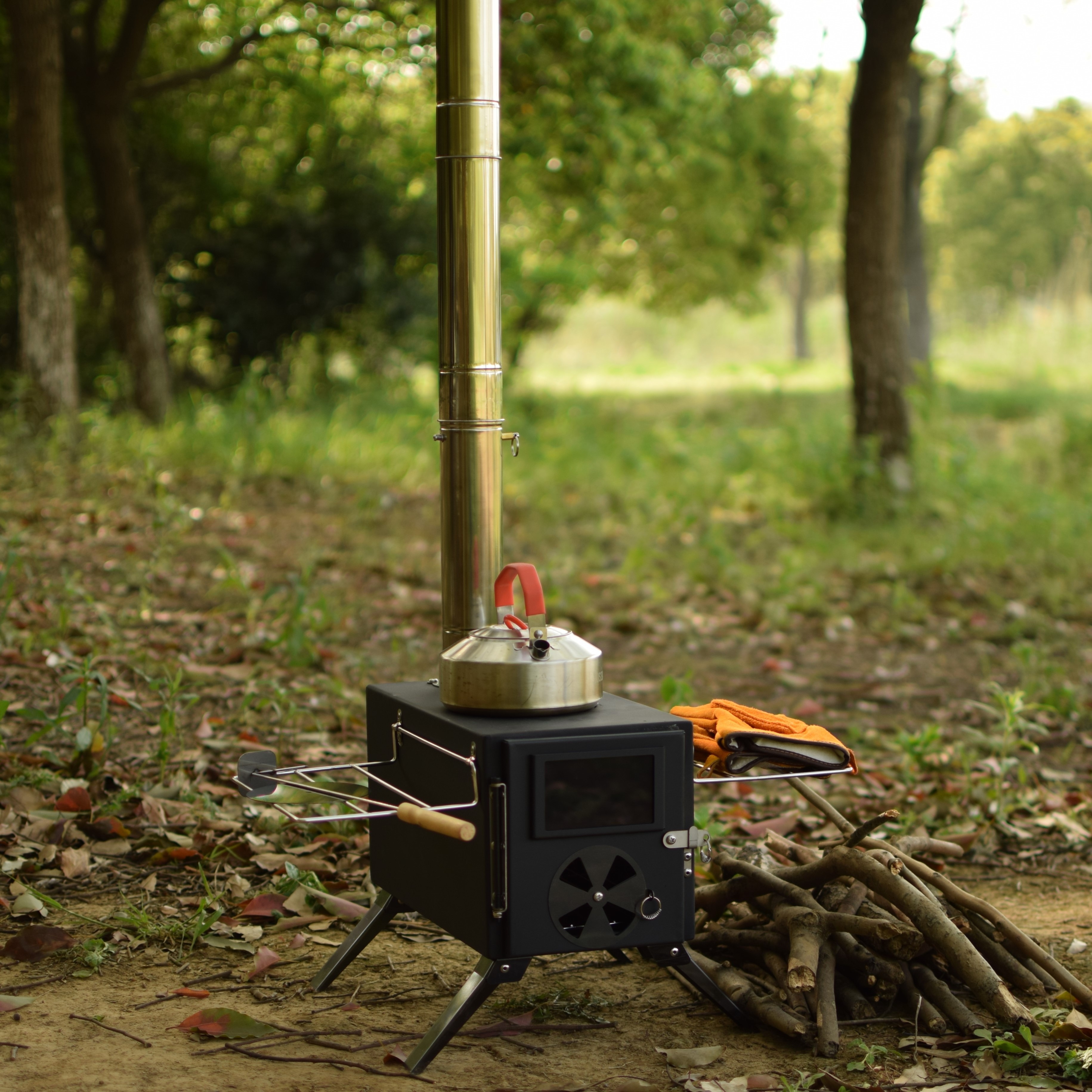 Tente extérieure en acier inoxydable Camping Stove Cooking Grill Détachable  Poêle à bois Portable pour cuisiner Voyage Barbecue Patio