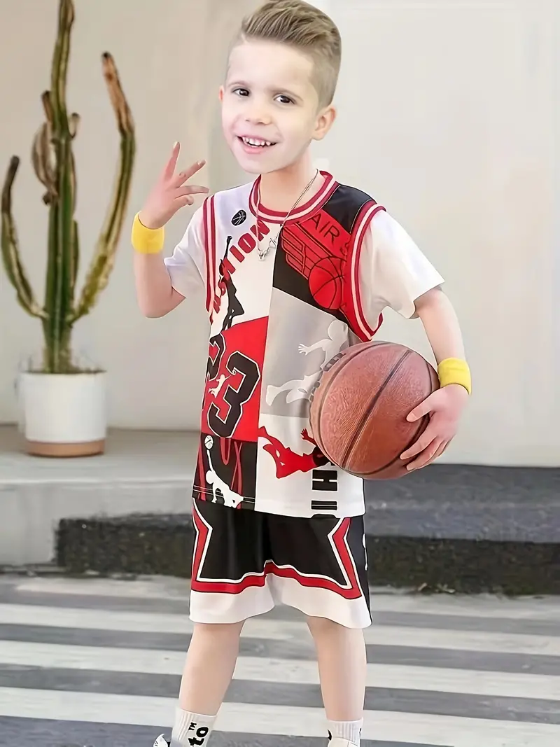 Maillot De Basket-ball À Motif De Dessin Animé Pour Enfants, T-shirt Et  Short Extensible Pour L'entraînement Et La Compétition, Vêtements Pour  Enfants