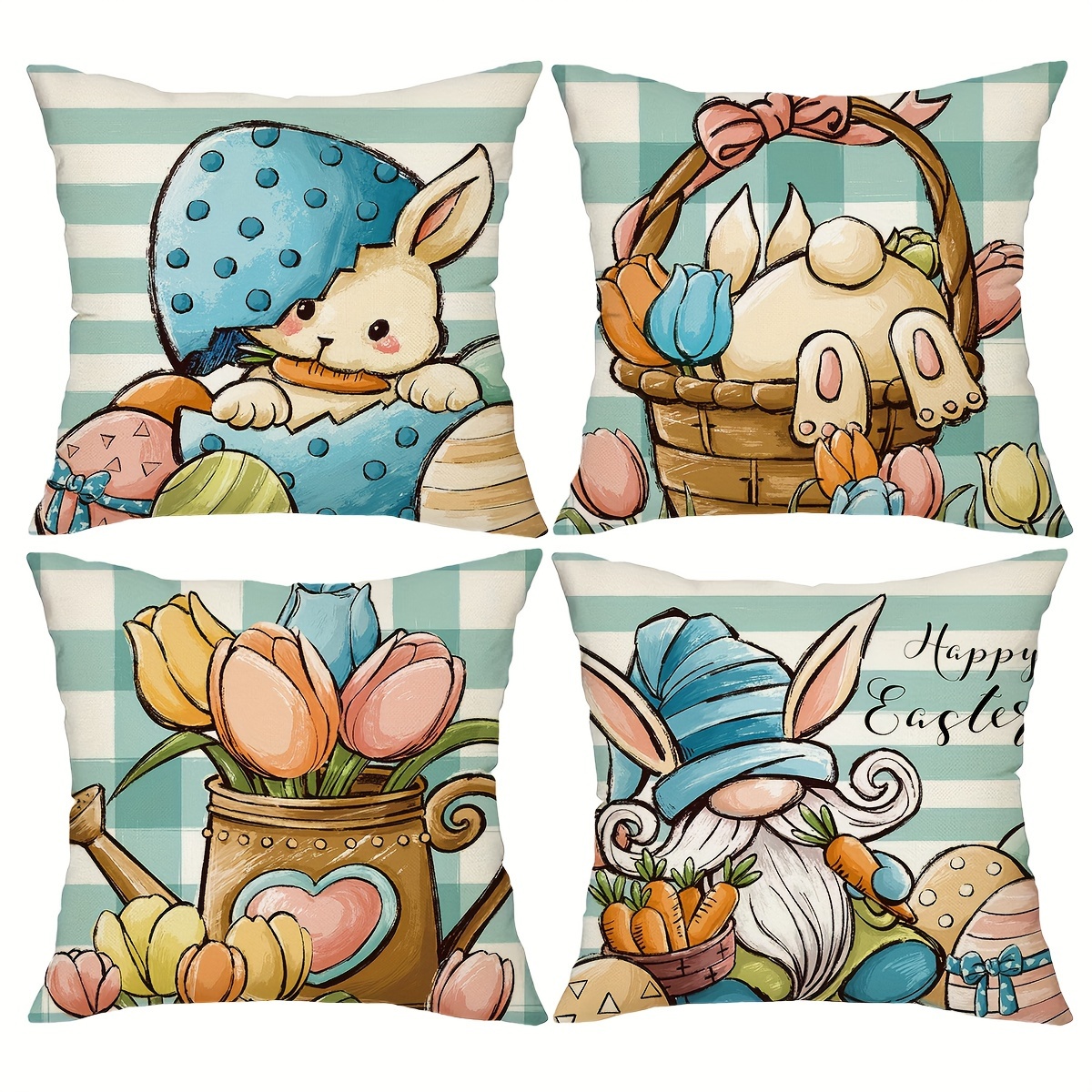 Spring Pillow Covers 18x18 Set Of 4 Outdoor Farmhouse Throw