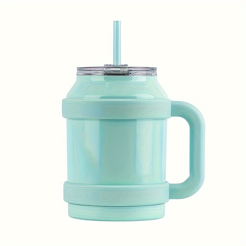 Double Layer Stainless Steel Insulated Cup With Handle And Straw - Perfect  For Outdoor Camping And Travel - Temu