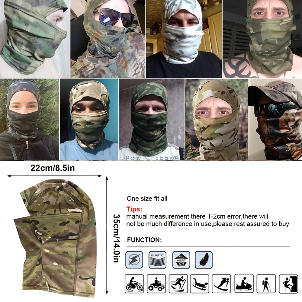 Camo Full Face Mask Men's Tactical Military Army Balaclava Face Mask for  Fishing