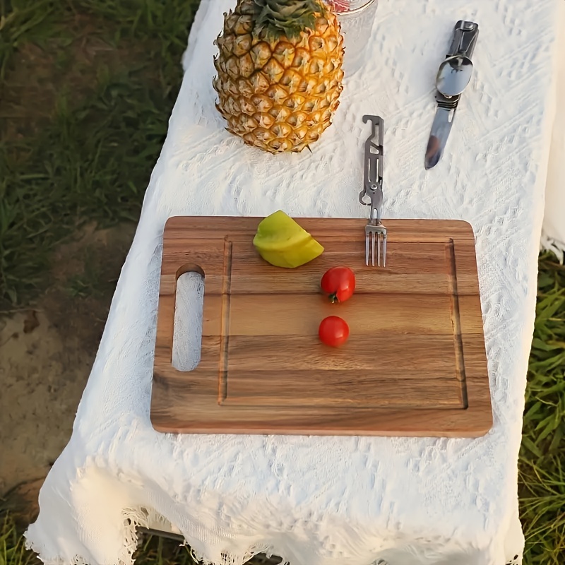 Small Leaf Acacia Wooden Serving Board Steak Vegetable High - Temu