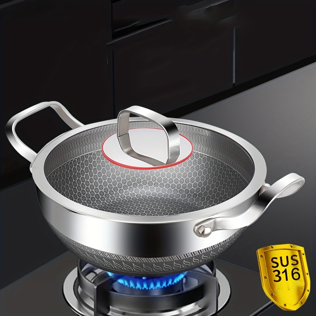 New German 316 Stainless Steel Wok Non-stick Wok Household Five