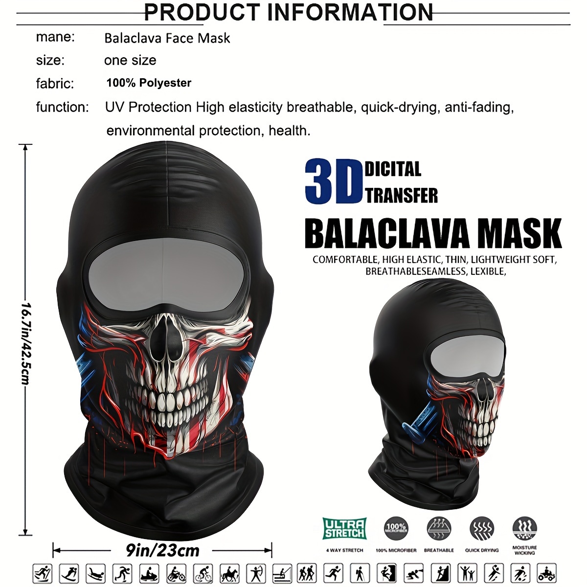 Pasamontañas Máscara Calavera Para Motoqueros, Ciclistas,etc