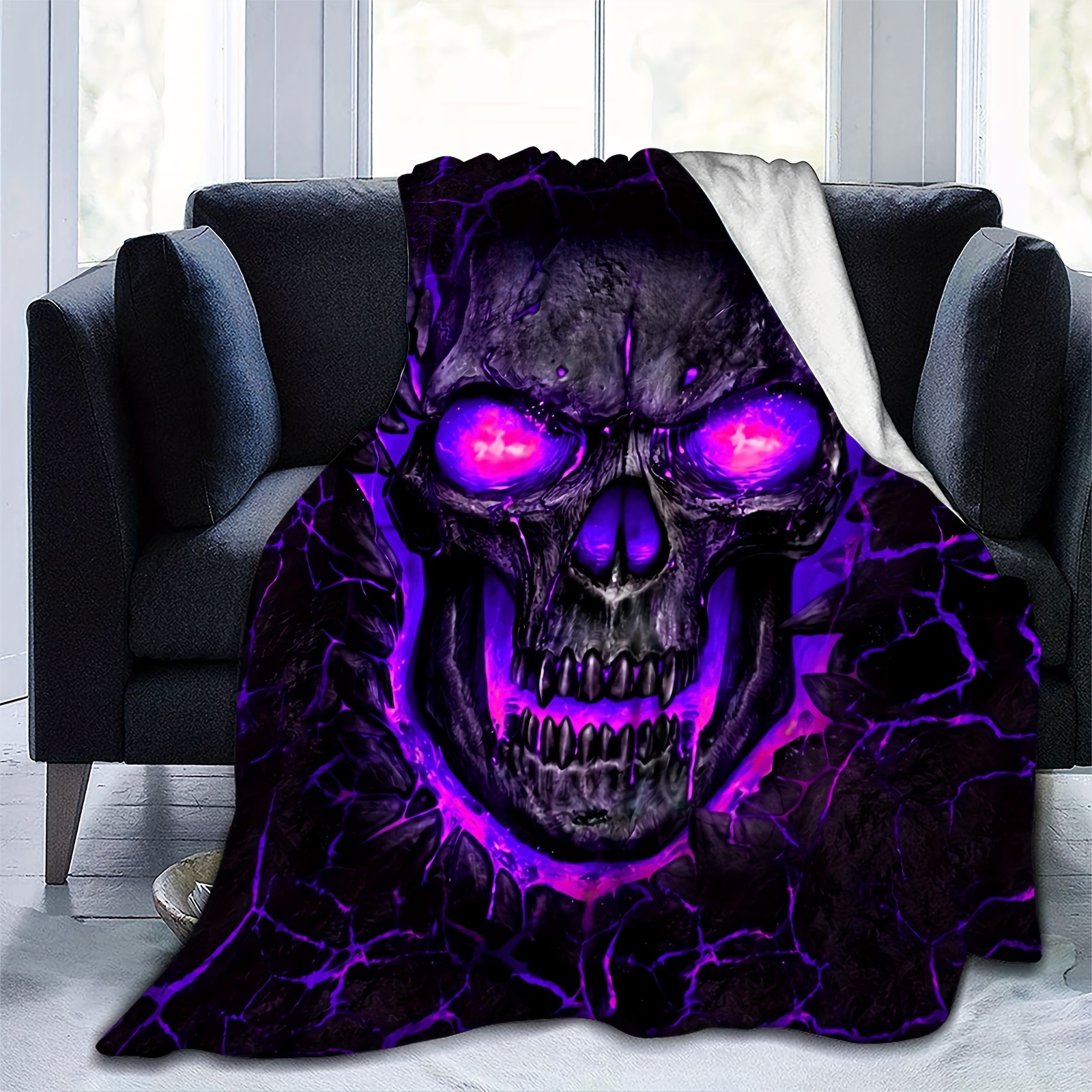 Luxury Horror Skull Print Flannel Blanket Soft Cozy Throw Temu