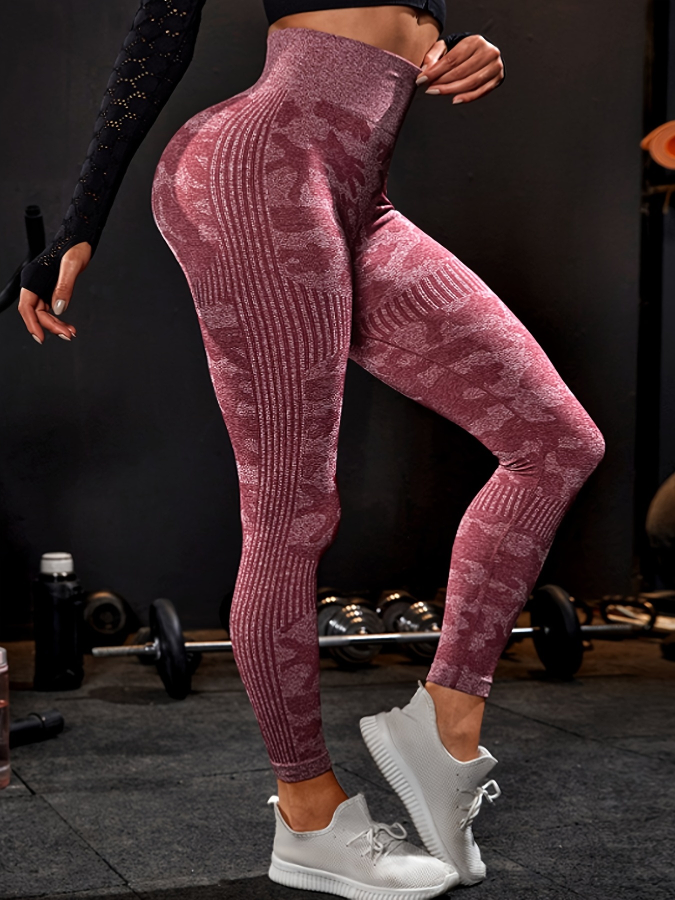 Camo Print Slim Fit Sports Pants Stretchy Butt lifting Yoga - Temu