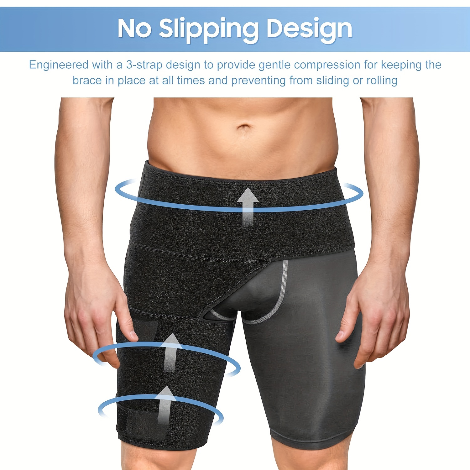 1pc Groin Brace Wrap Adjustable Thigh Support Pain Relief Strap Neoprene  Compression Recovery Belt 