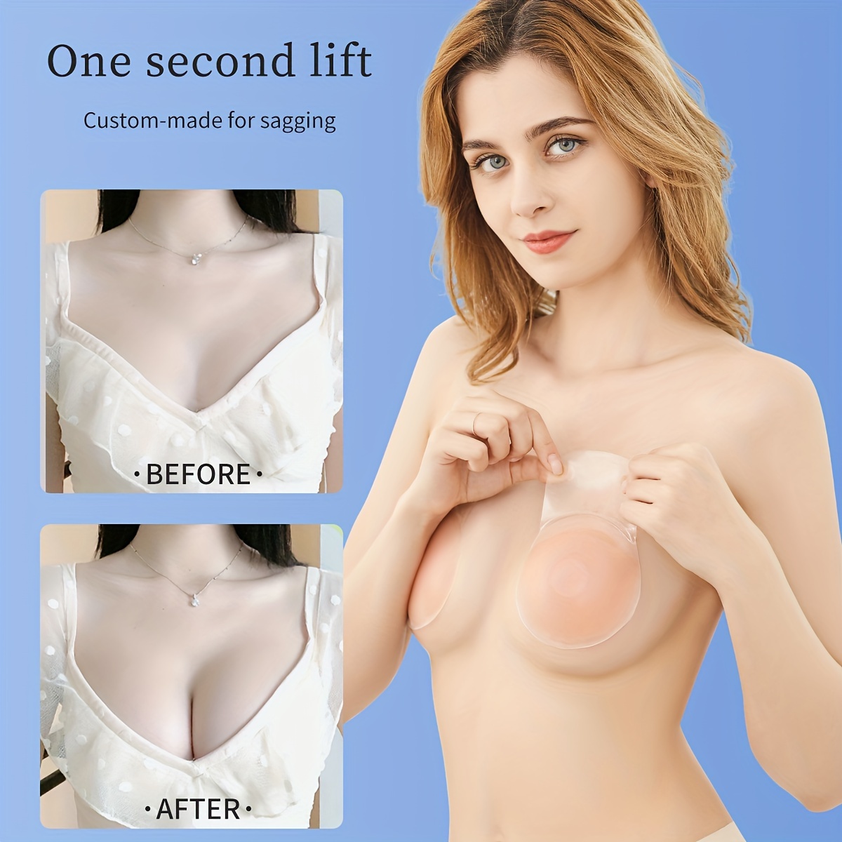 Adhesive Invisible Silicon Self Sticky Push-up Strands Bra for Women |  Strapless, Comfortable, Lift, Back-Less & Reusable