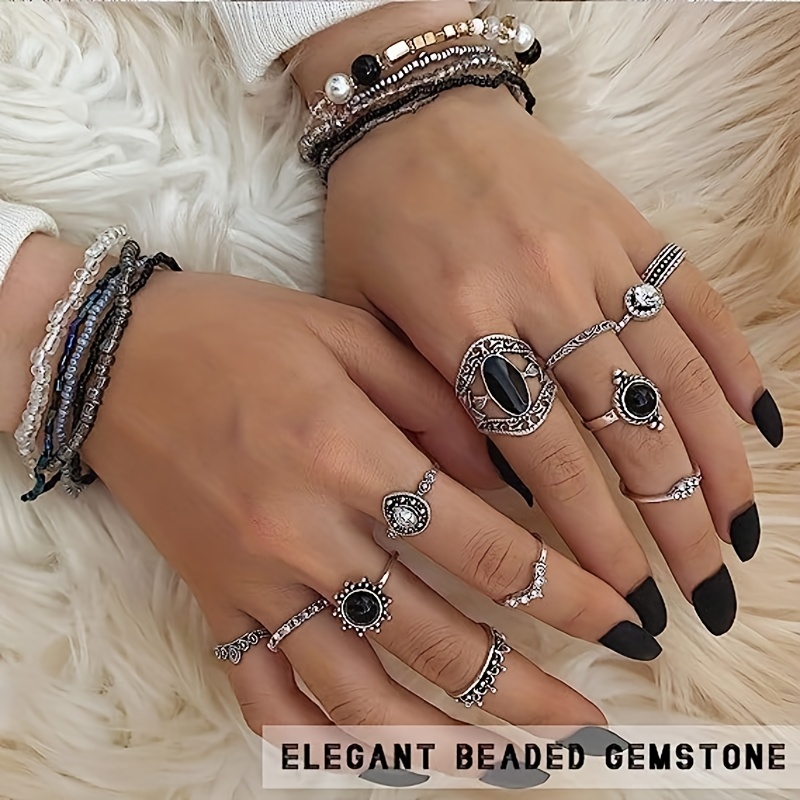 Heart Ring Set Dark Gothic Y2k Punk Rings Candy Color Wholesale