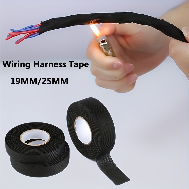 Cinta de tela de arnés de cableado automotriz de 0.748 in (3/4 x 50 pies),  resistente al calor/aislamiento de cables cinta de tela adhesiva, cinta