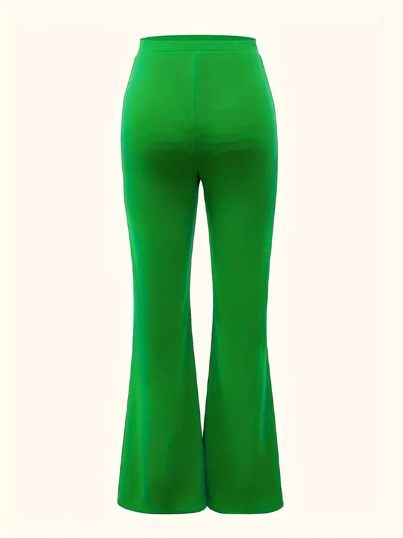 plus size elegant pants womens plus solid high rise high stretch flared leg trousers details 6