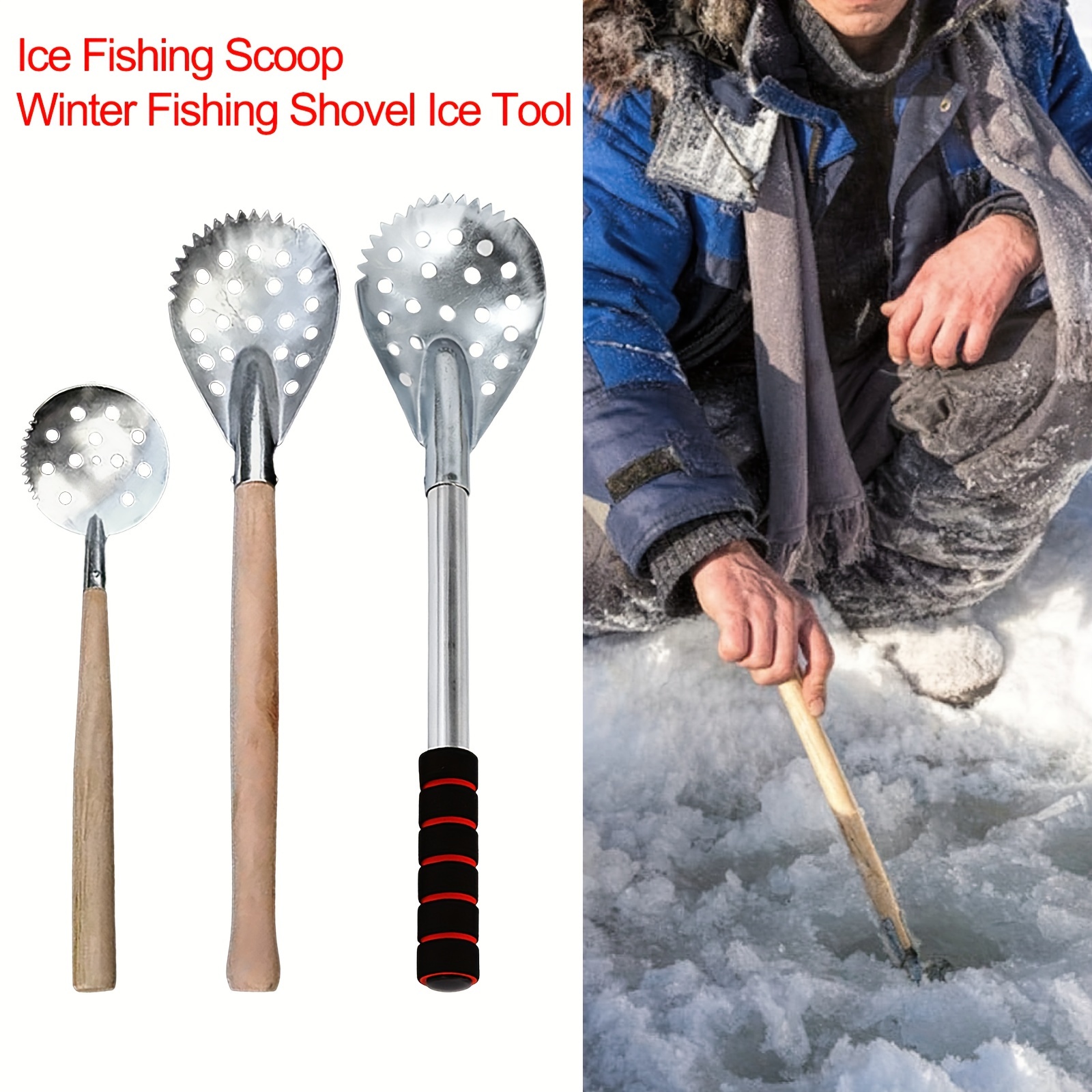 Ice Fishing Scoop Stainless Steel Ice Skimmer Toothed Scoop - Temu
