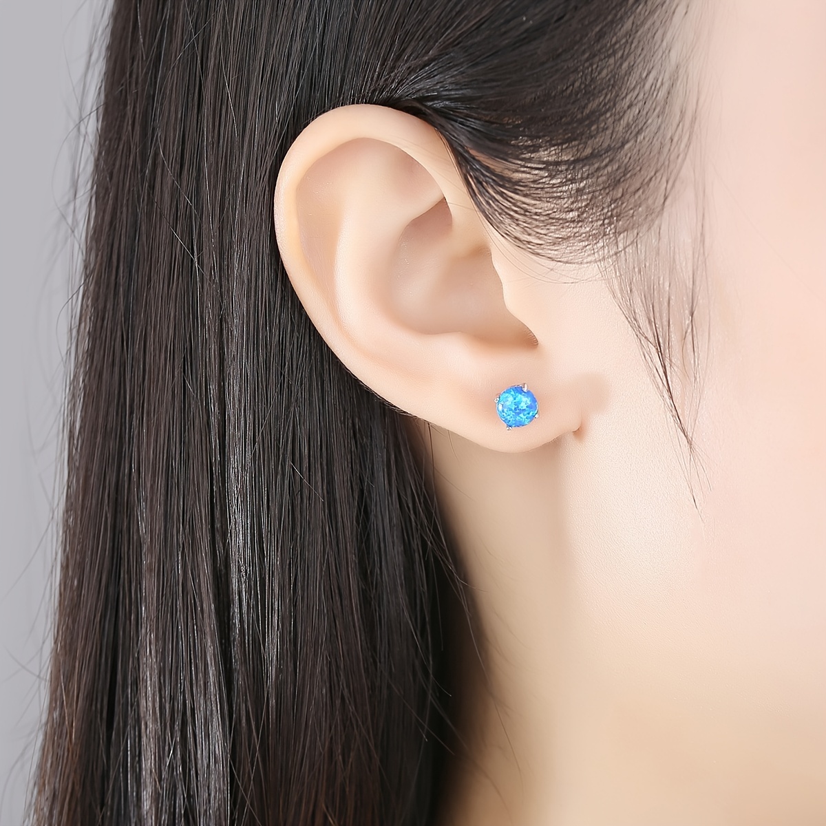 4 Prong Opal Stud Earrings 925 Silver Jewelry Gift