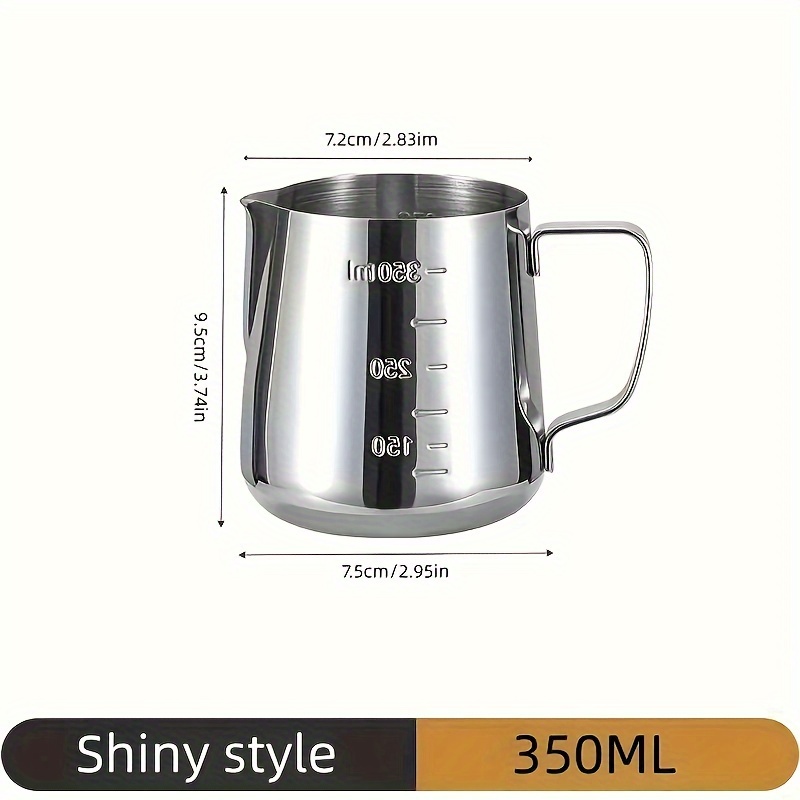 TEMU 1pc Stainless Steel With Scale Pull Flower Cup, Coffee Shop Milk Frothing Cup, Pull Flower Artifact, Pointed Mouth Milk Frothing Cylinder, Milk Tea Shop Supplies