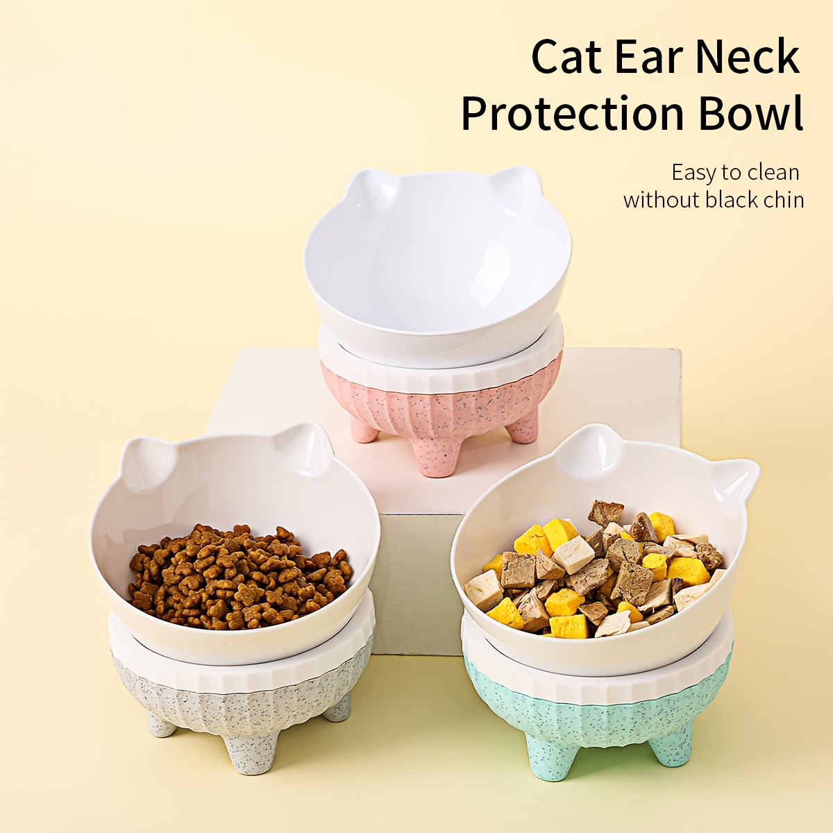 Elevated Transparent Cat Food Bowl With Slanted Stand - Temu