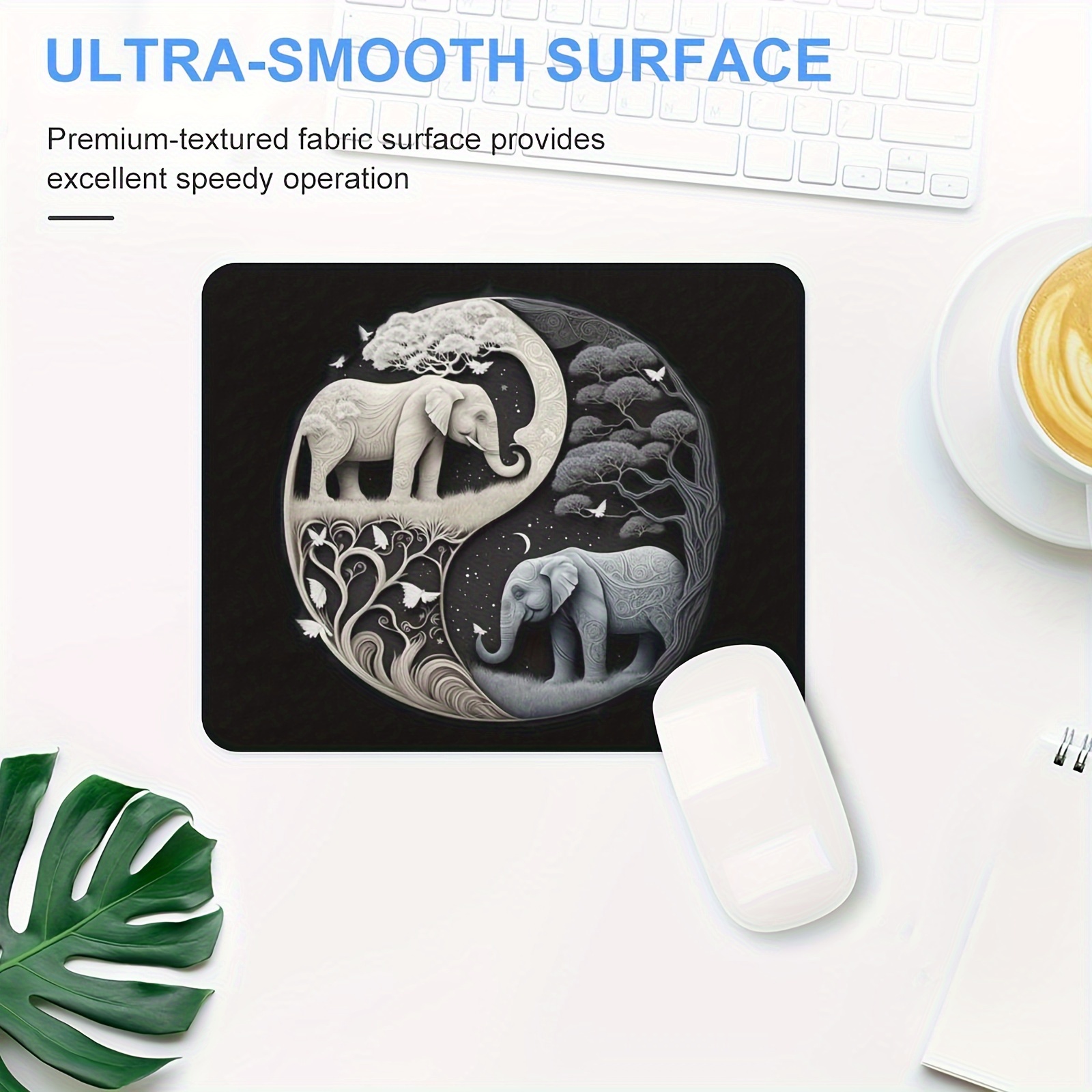 1pc Elephant Graphic Computer Mouse Pad Thickened 9.45 * 7.9 Inches  Computer Anti-skid Rubber Mouse Pad