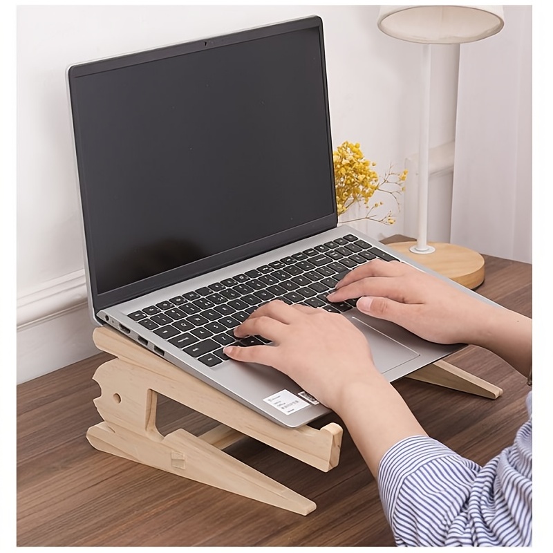 Soporte vertical de madera para computadora portátil, soporte vertical para  laptop, bambú, base de escritorio para Apple MacBook, Microsoft Surface