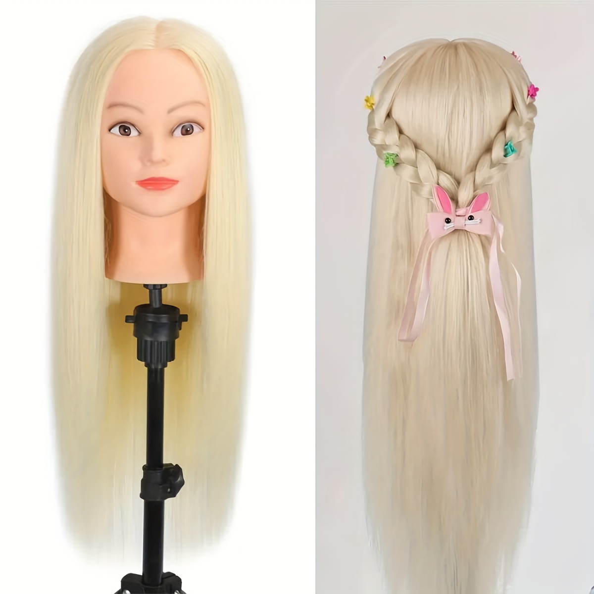 Blonde Mannequin Head With 80% Real Human Hair Long Hair - Temu