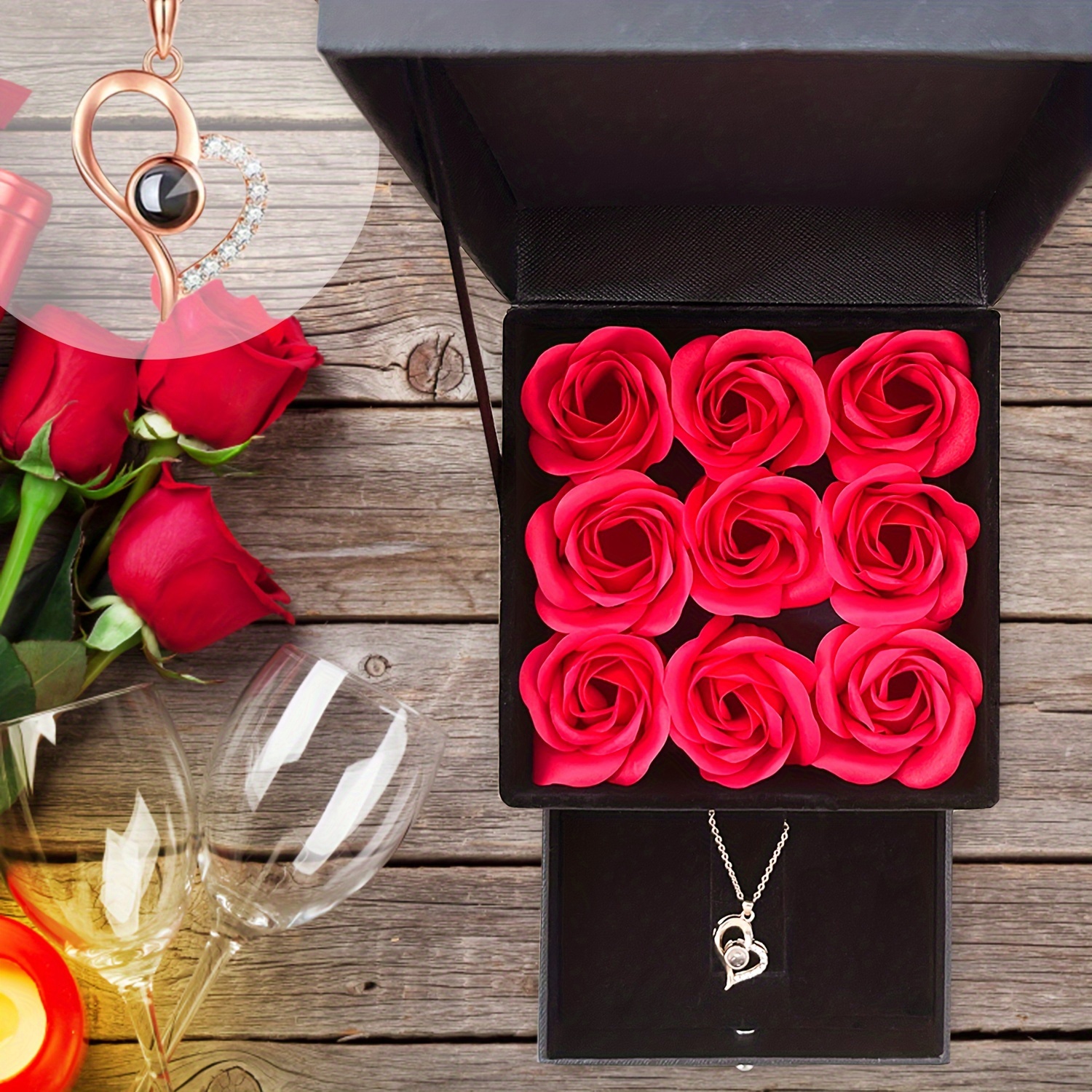 Preserved Rose Flower Gift Box, Handmade Eternal Rose With I Love You  Necklace 100 Languages, Rose Gift Box For Women Mom Ladies Valentine's Day