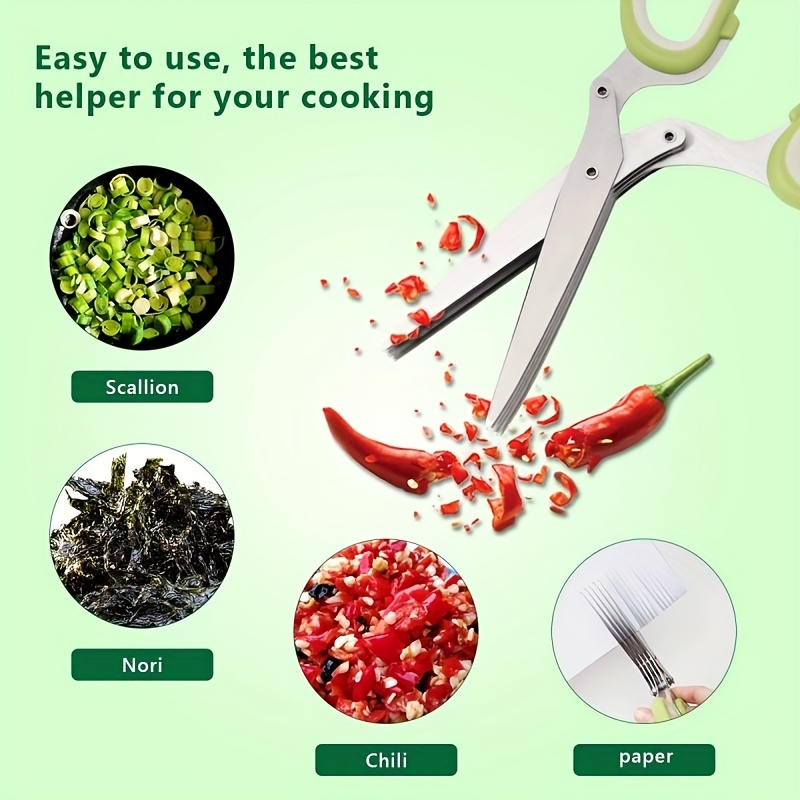 Multifunctional Stainless Steel Kitchen Scissors with 3 5 Layers Quick Shredder