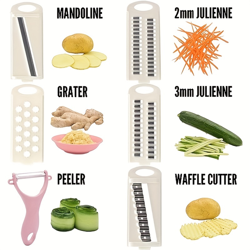 Safe Mandoline Slicer 5 In 1 Vegetable Cutter, Strips Julienne