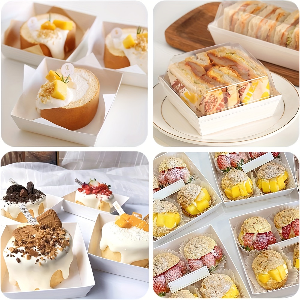 50pcs Paper Charcuterie Boxes With Clear Secure Lids, Square Dessert  Containers * Bakery Boxes For Strawberries * Cake * Brownies And