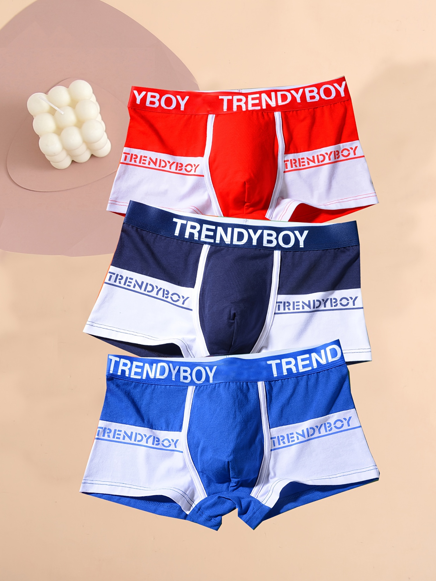 Men's Fashion Color Block Low Boxer Briefs Breathable - Temu