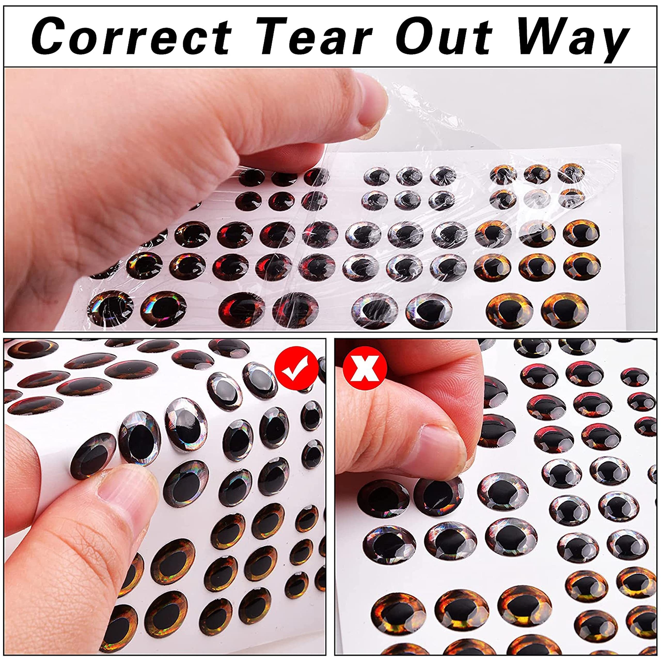 Gejoy 1242 Pieces 3D 4D Fishing Eyes Oval Fishing Lure Eyes Realistic  Fishing Eye for Making