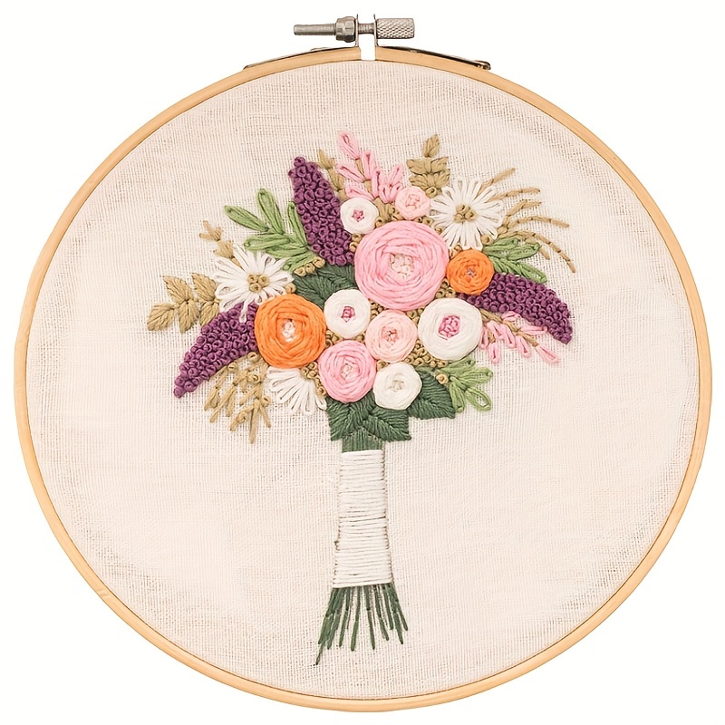 Beginner Embroidery Kit, Flowers Embroidery Pattern, Hoop Art Hand