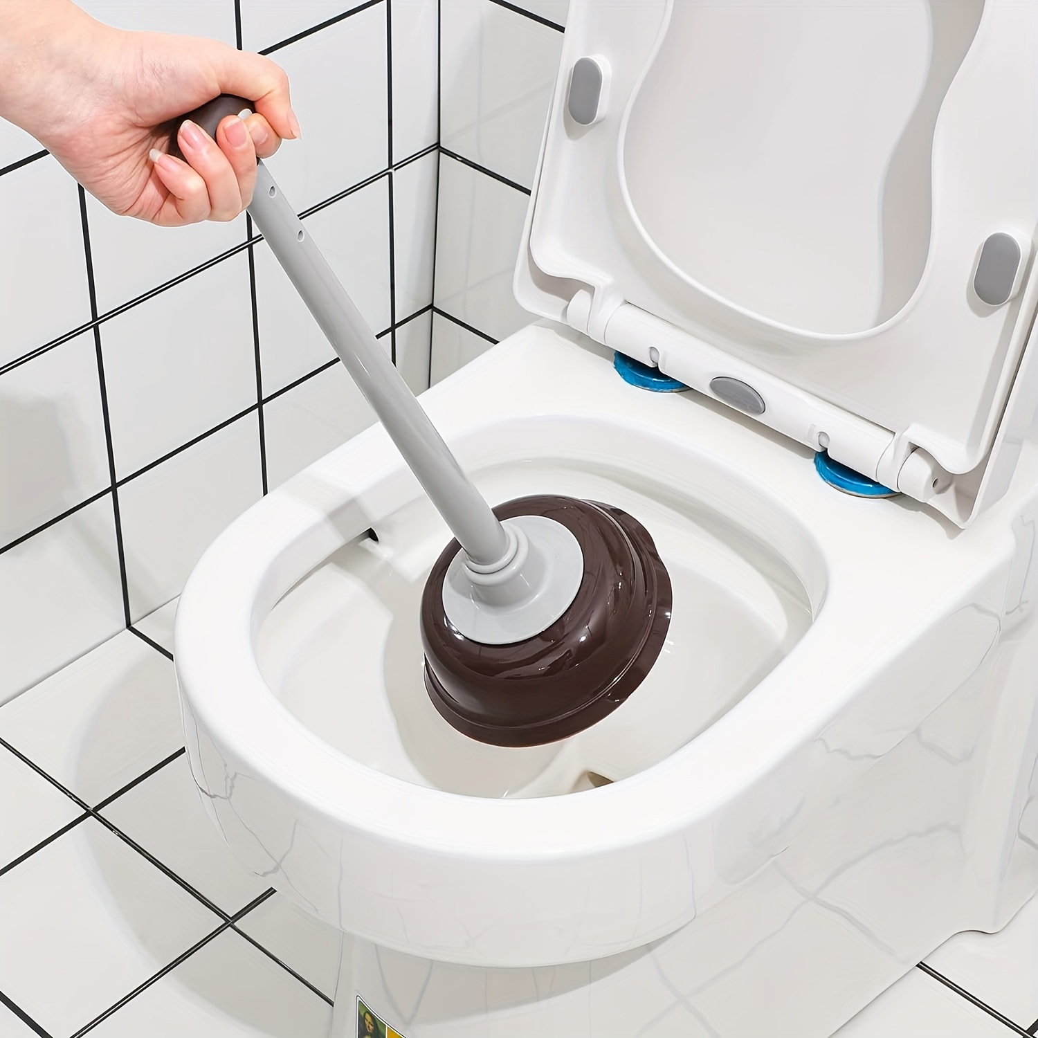 Toilet Plunger Bowl Brush Set: Hideaway Heavy Duty Toilet Plunger