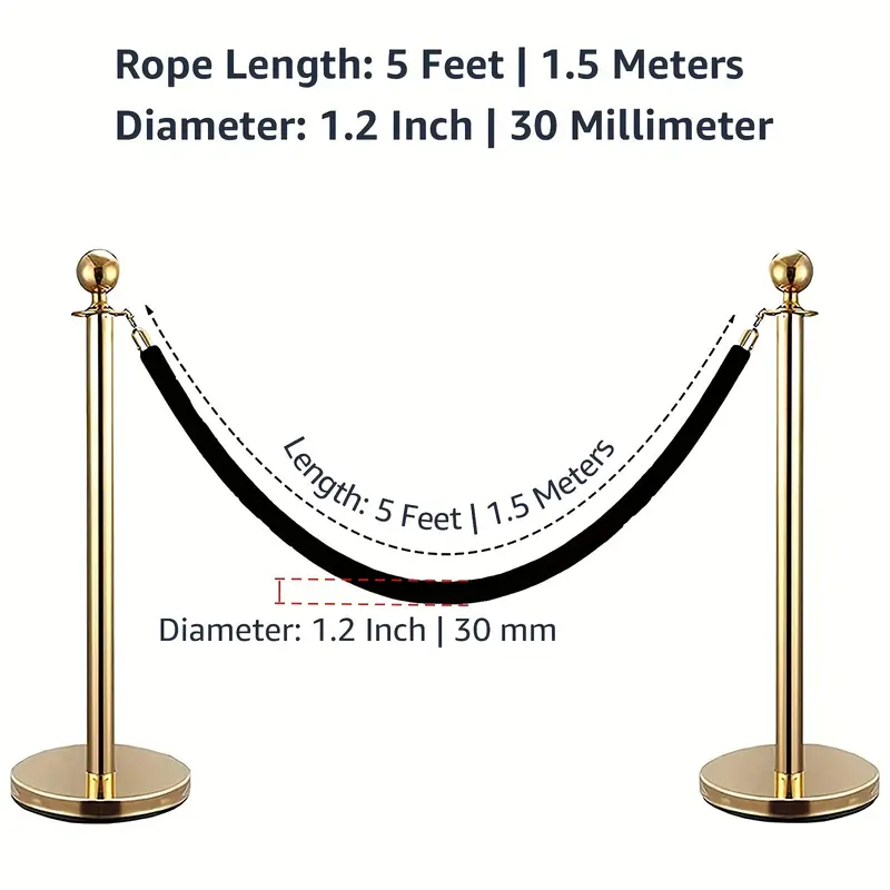 Velvet Stanchion Rope With Golden Hooks Crowd Control Rope - Temu