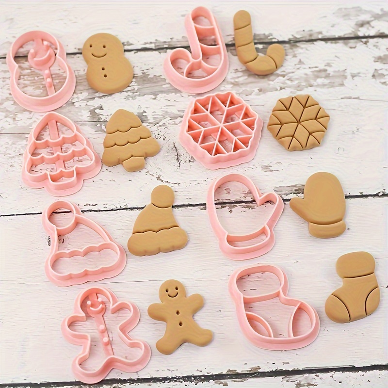  2 Sets Plastic Cookie Cutters Cookie Stamp Biscuit
