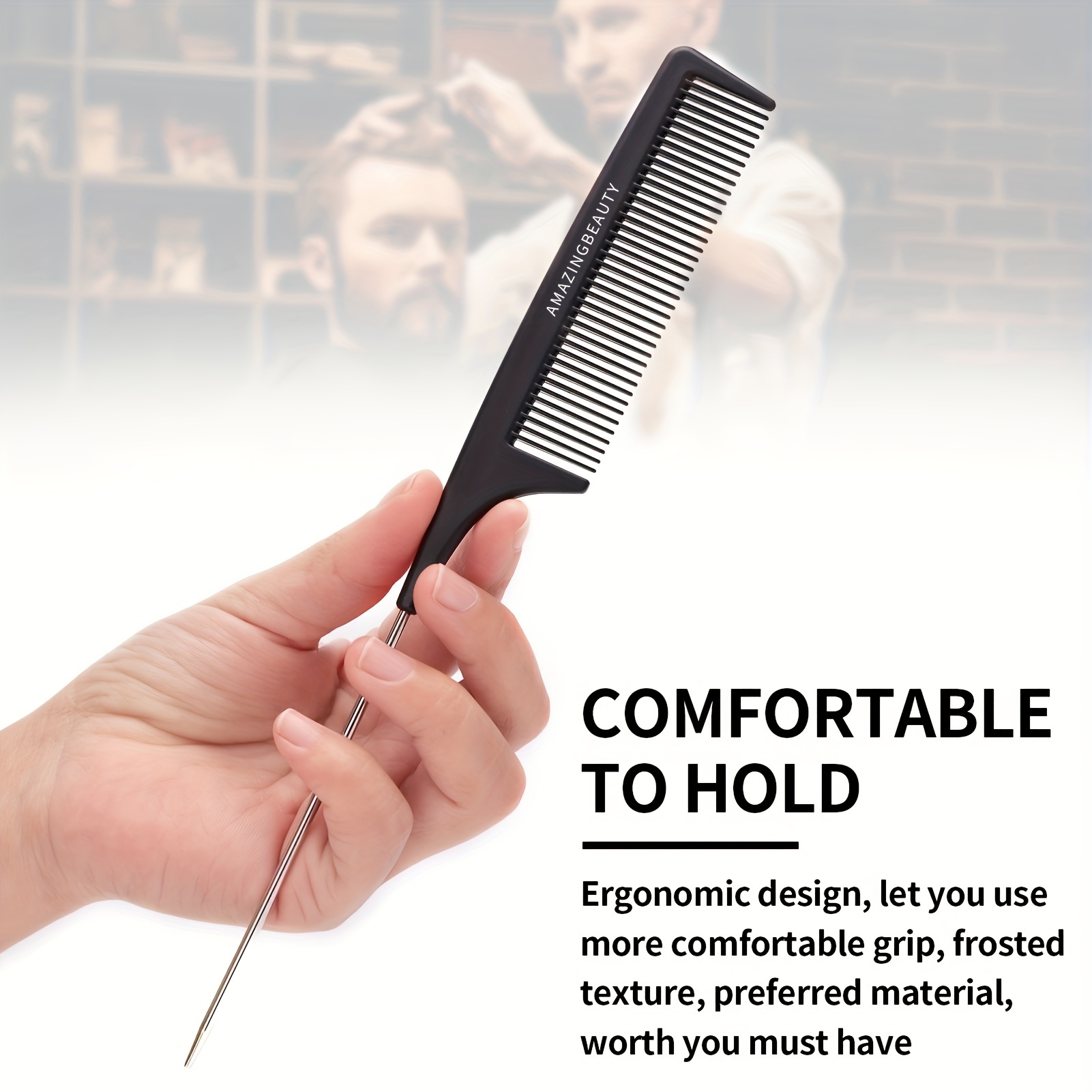 3 Pcs] Heat Resistant Rat Tail Steel Pin Teasing Comb Hair Braid Comb -  Black