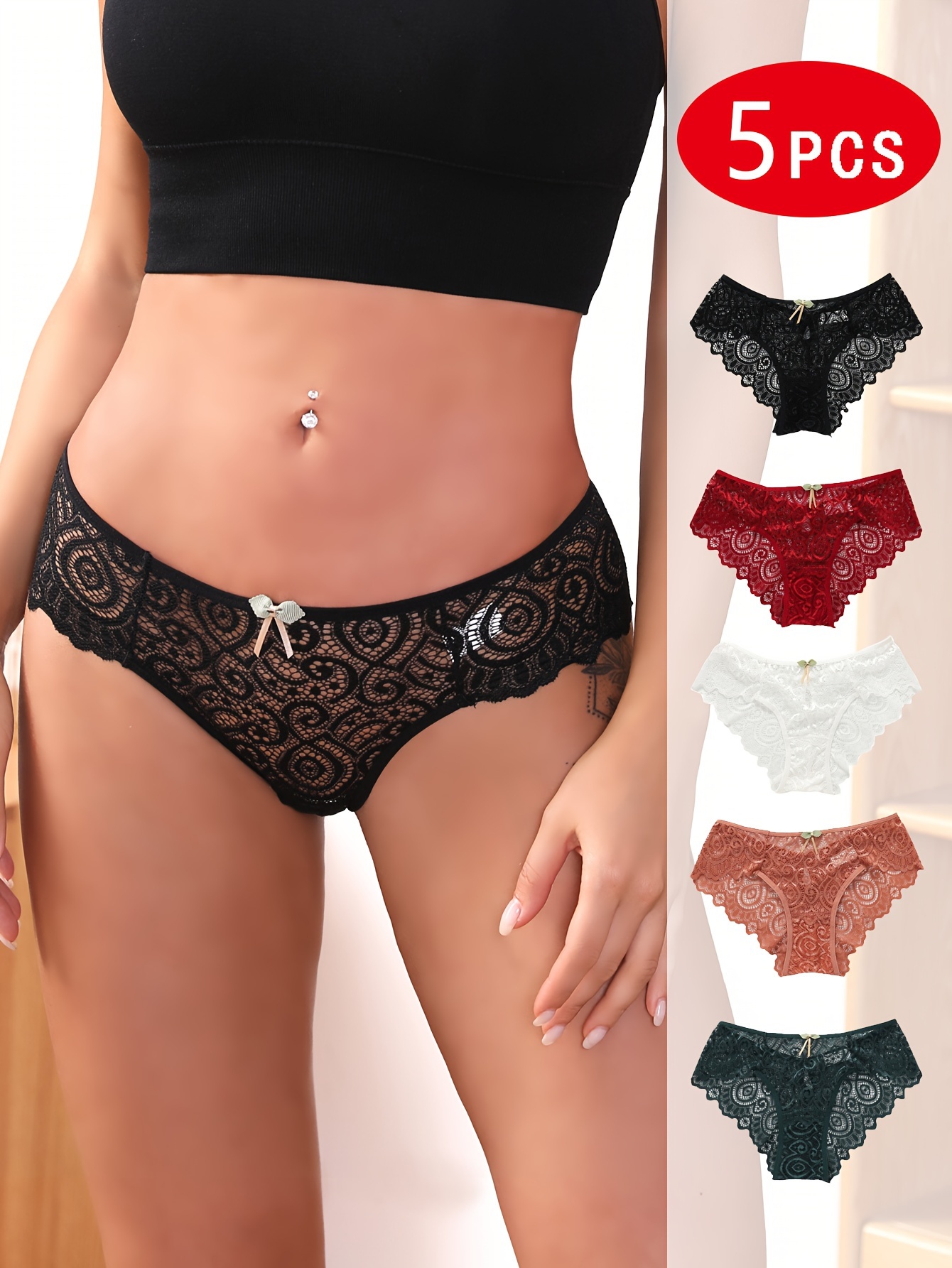 Floral Lace Thongs Breathable Comfy Intimates Panties - Temu